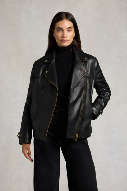 Oversized Leather Biker Jacket