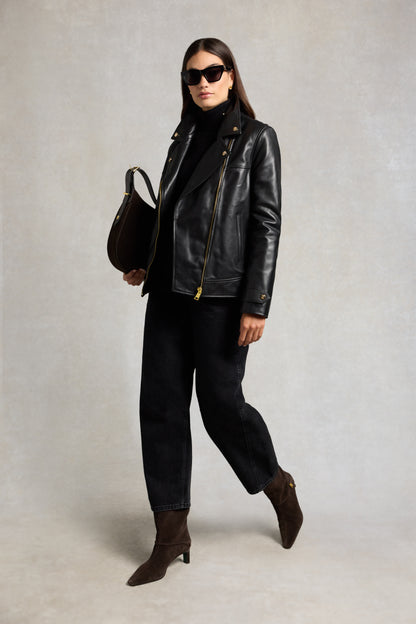 Oversized Leather Biker Jacket