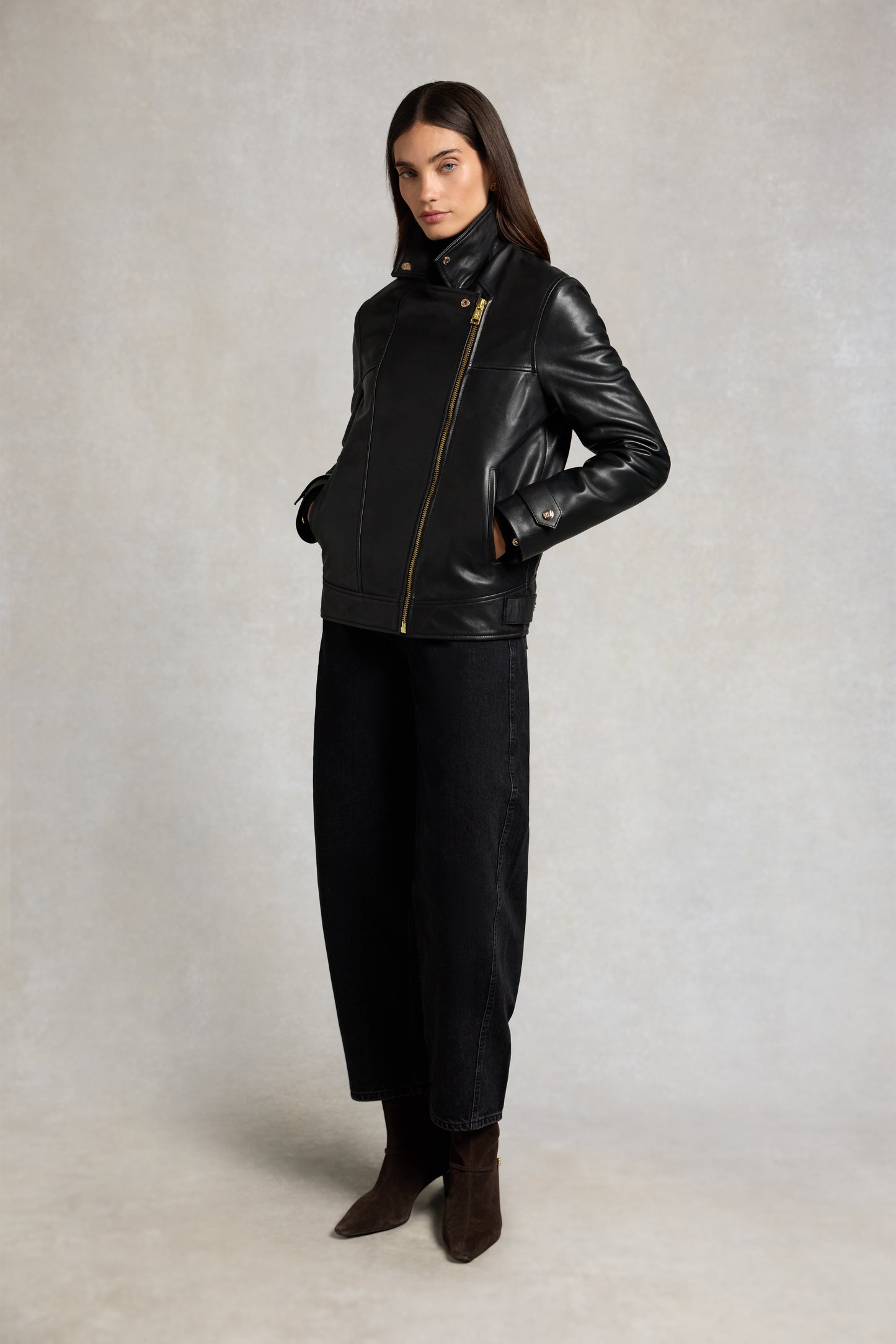 Oversized Leather Biker Jacket