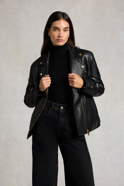 Oversized Leather Biker Jacket