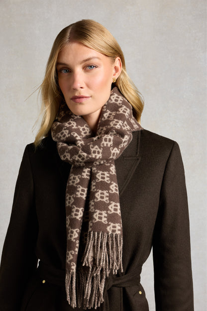 Heraldic Monogram Scarf - Chocolate Monogram