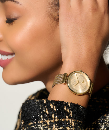 Signature 36mm Minima Bee T-Bar Gold Mesh Watch