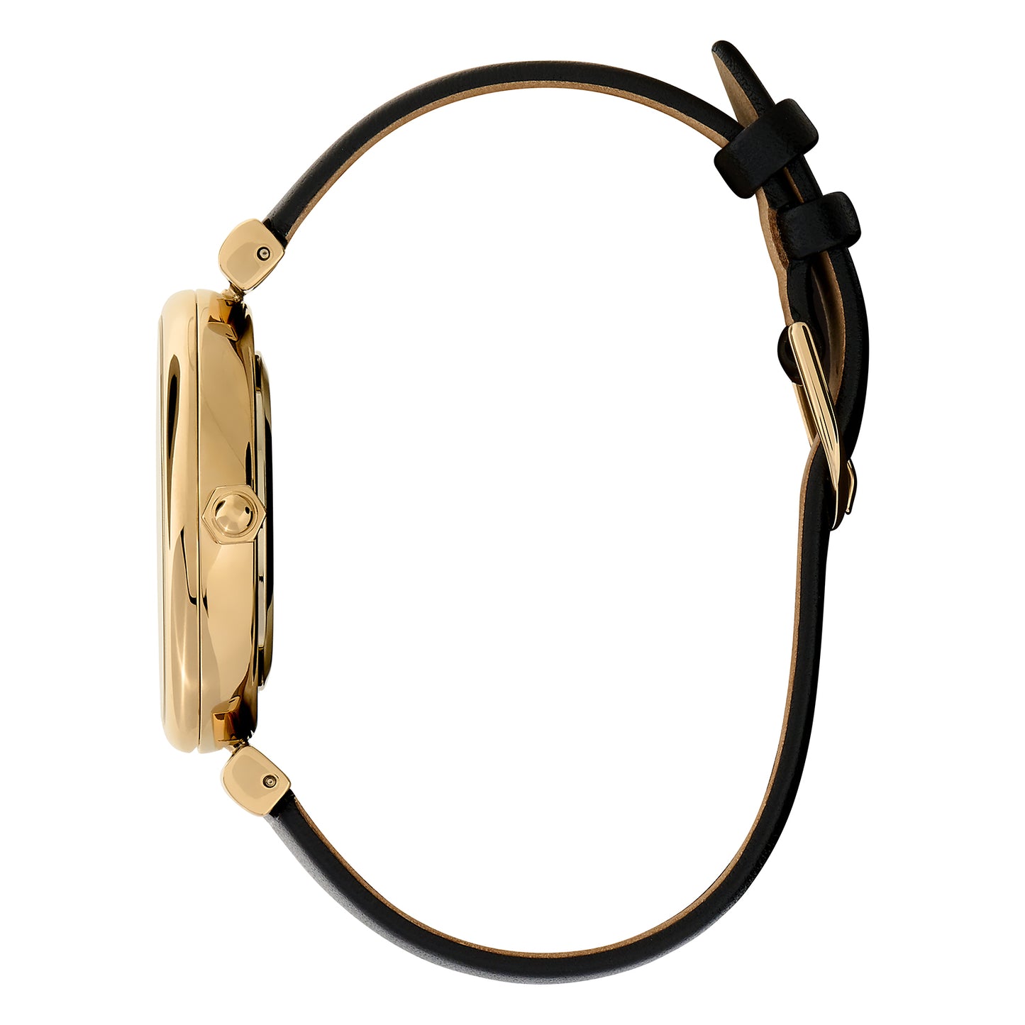 Signature 36mm Minima Bee T-Bar Gold & Black Leather Strap Watch