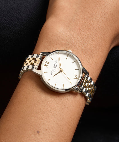 Classic 30mm White & Two Tone Bracelet Watch