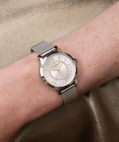Classic 30mm Wonderlust White & Silver Mesh Watch