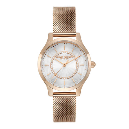 Classic 30mm Wonderlust White & Rose Gold Mesh Watch