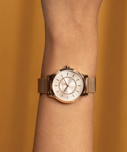 Classic 30mm Wonderlust White & Rose Gold Mesh Watch