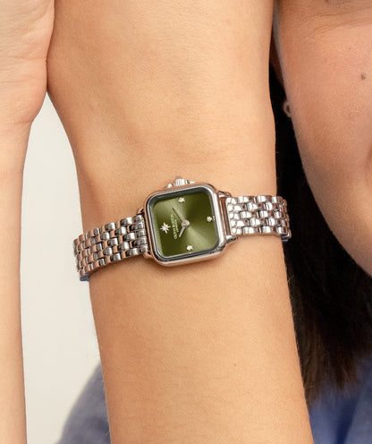 Classic 20mm Mini Grosvenor Sage Green & Silver Bracelet Watch