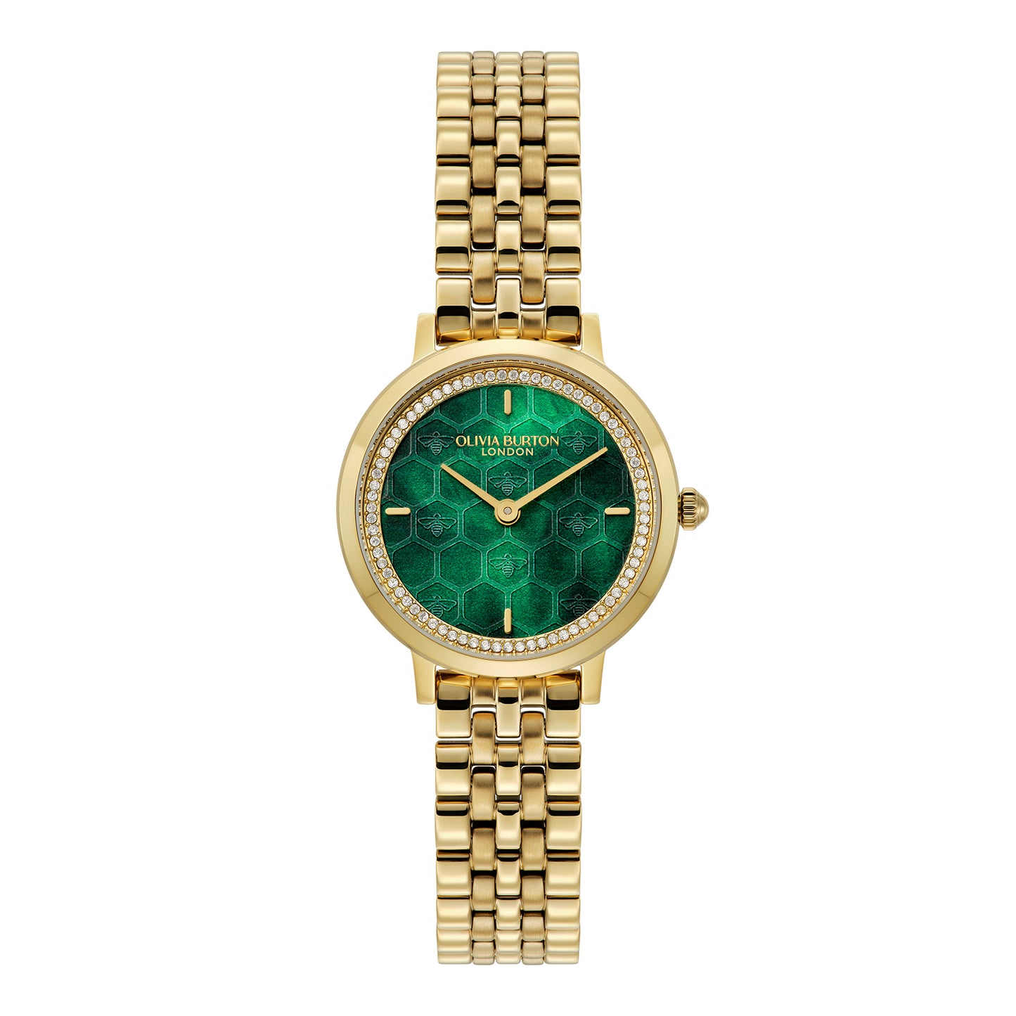 Signature 28mm Honeycomb Ultra Slim Forest Green & Gold Bracelet Watch