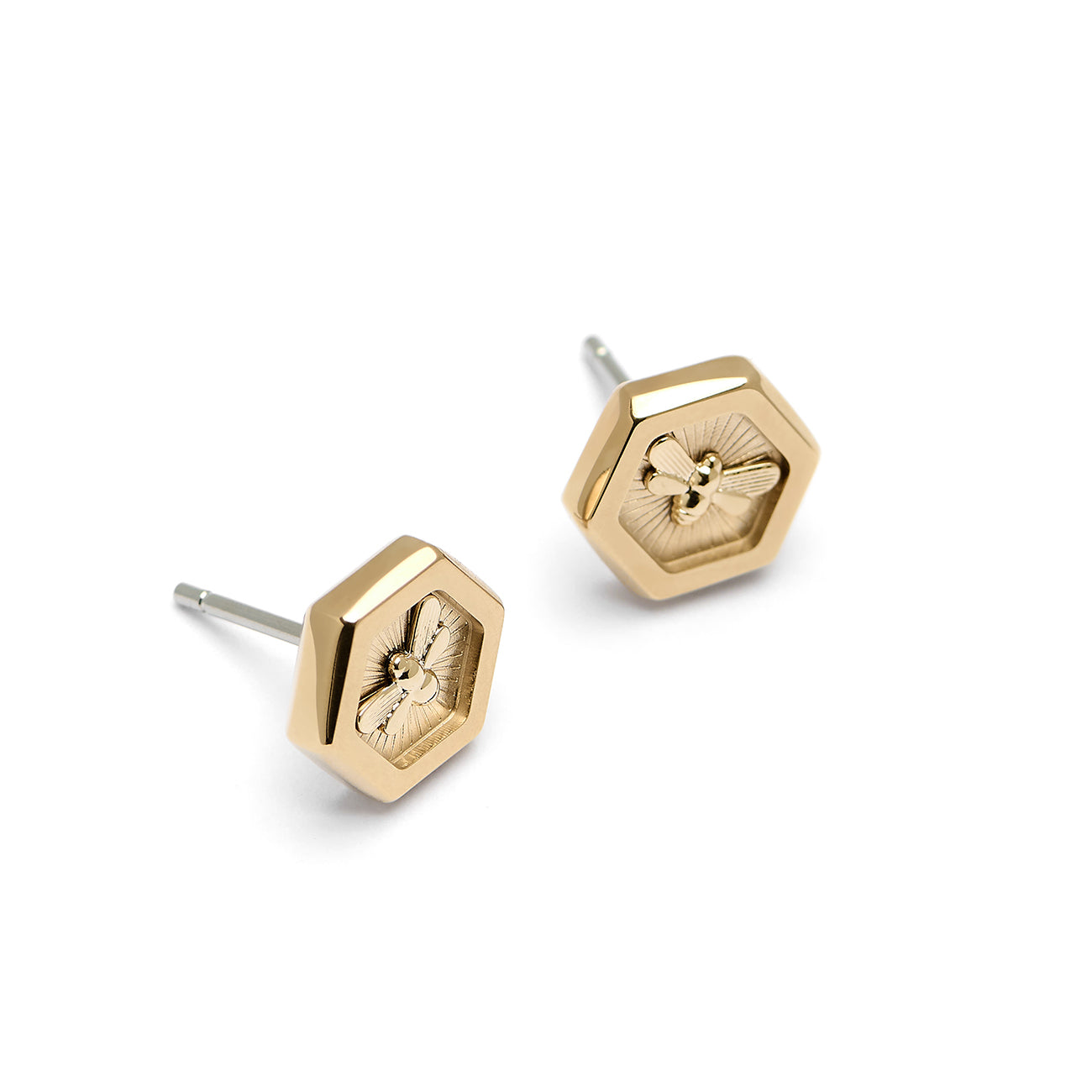 Signature Minima Bee Gold Stud Earrings