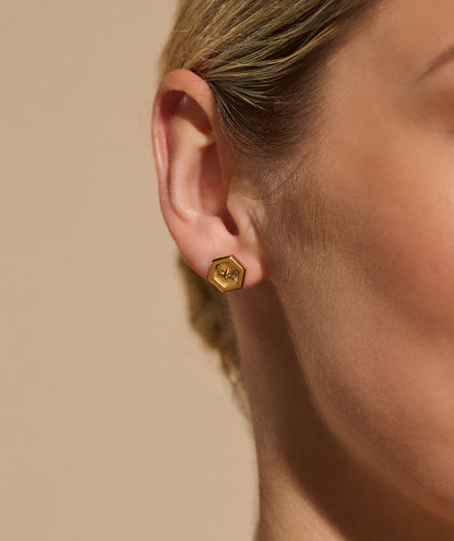 Signature Minima Bee Gold Stud Earrings
