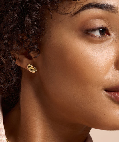 Lover's Knot Gold Plated Stud Earring