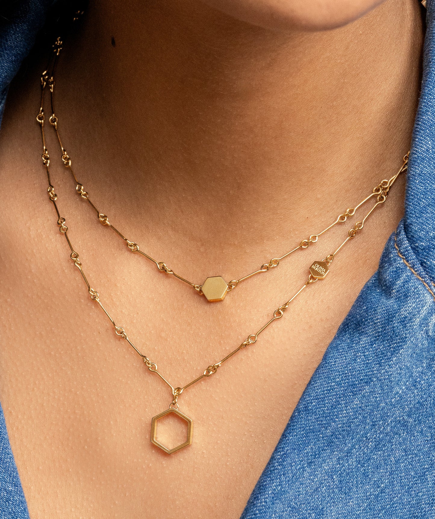 Signature Honeycomb Gold Plated Double Chain Necklace