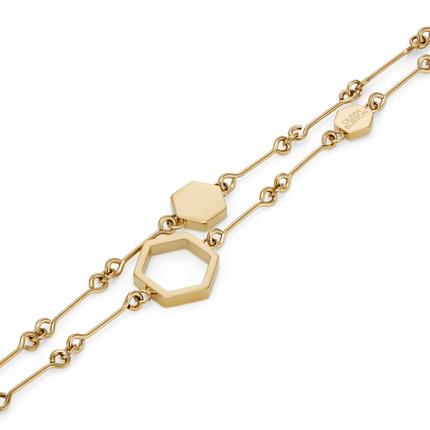 Signature Honeycomb Gold Plated Double Chain Bracelet
