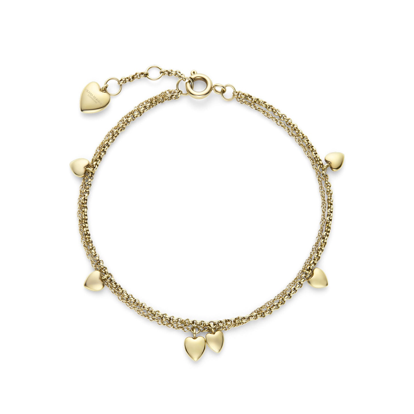 Mini Heart Gold Plated Double Chain Bracelet