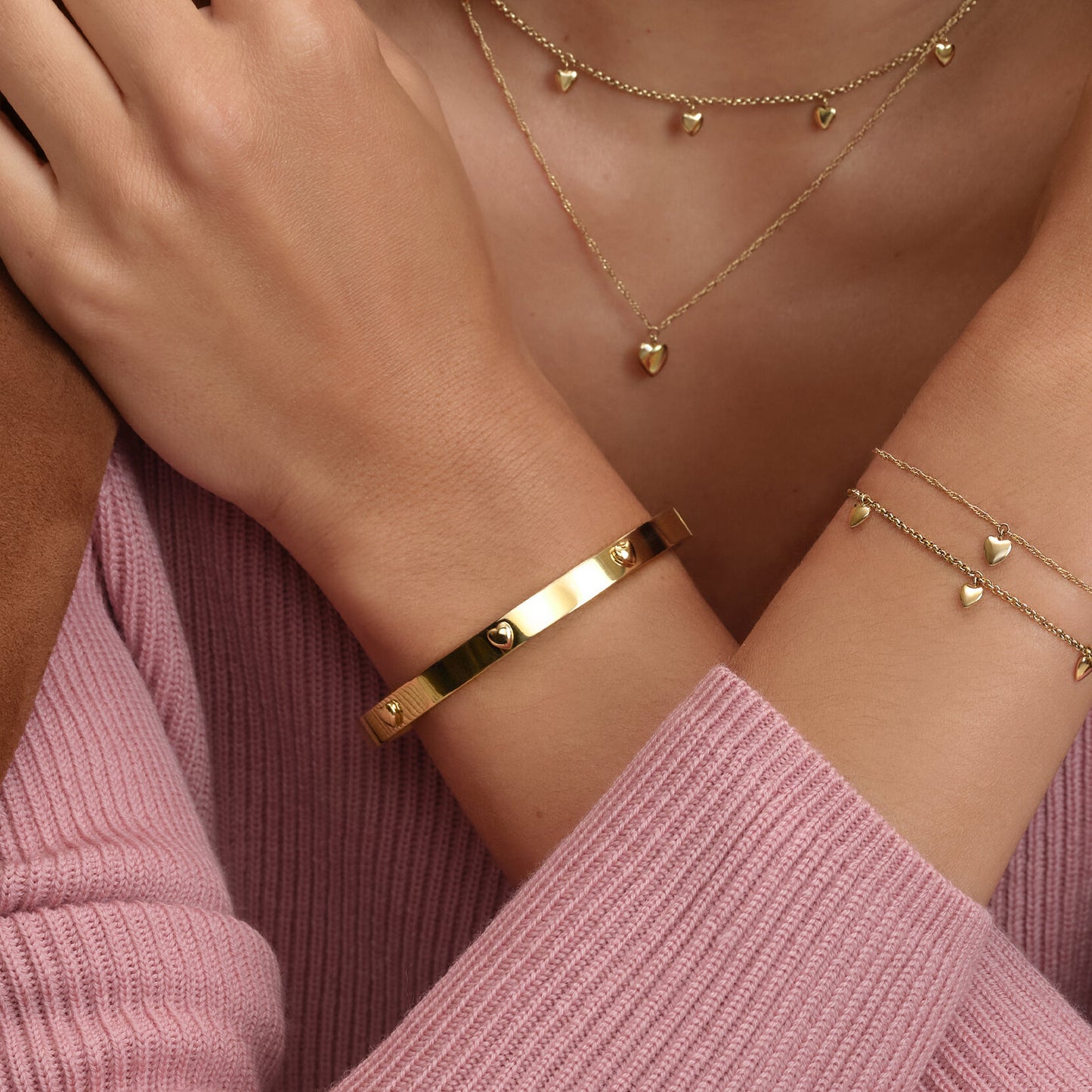 Mini Heart Gold Plated Bangle