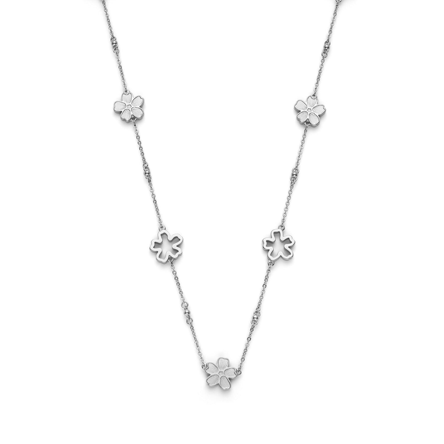 Forget Me Not Floral Silver Tone Necklace