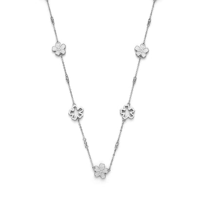 Forget Me Not Floral Silver Tone Necklace