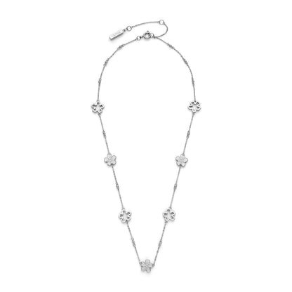 Forget Me Not Floral Silver Tone Necklace