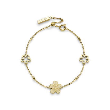 Forget Me Not Floral Gold Plated Bracelet