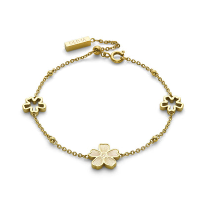 Forget Me Not Floral Gold Plated Bracelet