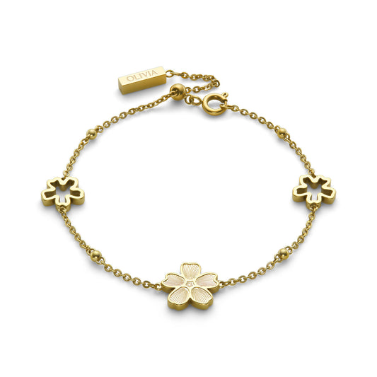 Forget Me Not Floral Gold Plated Bracelet