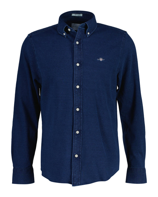 Regular Fit Indigo Pique Jersey Shirt