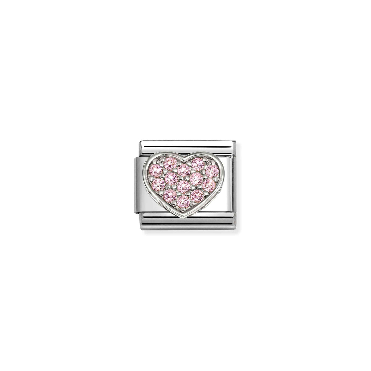 Composable SYMBOLS steel Cz and 925 sterling silver RICH PINK Heart