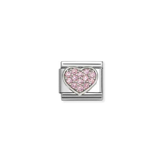 Composable SYMBOLS steel Cz and 925 sterling silver RICH PINK Heart