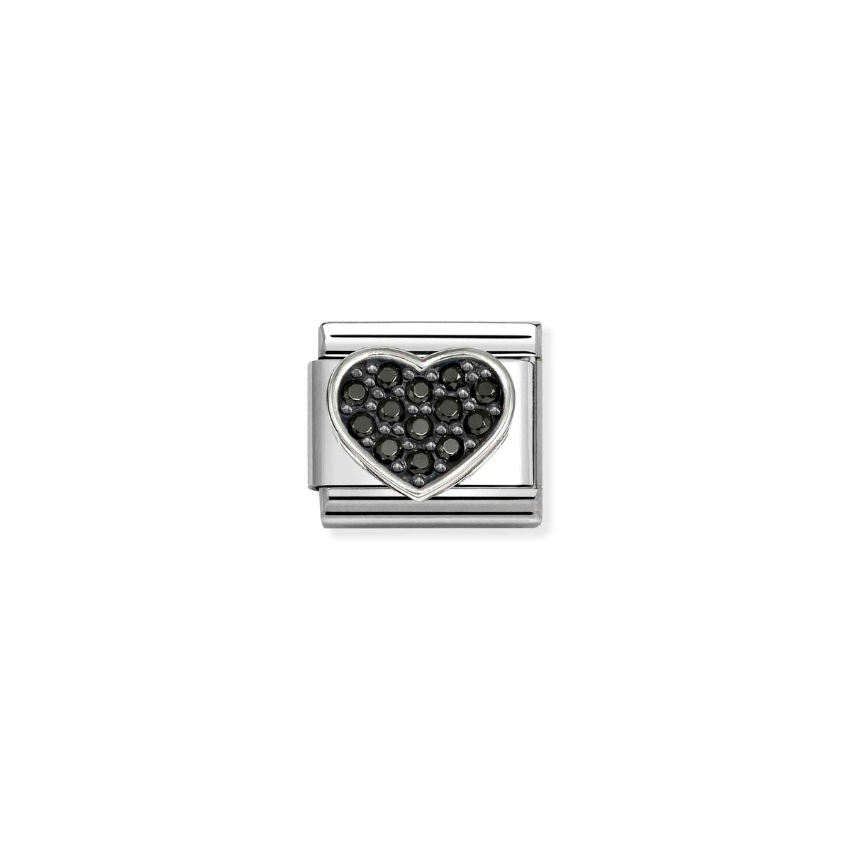 Composable SYMBOLS steel Cz and 925 sterling silver RICH BLACK Heart