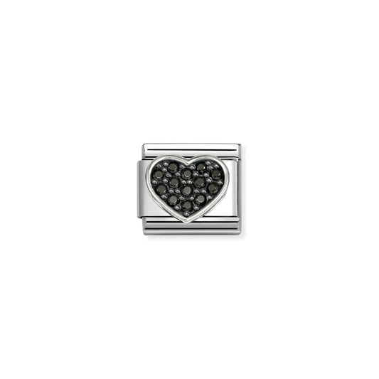 Composable SYMBOLS steel Cz and 925 sterling silver RICH BLACK Heart