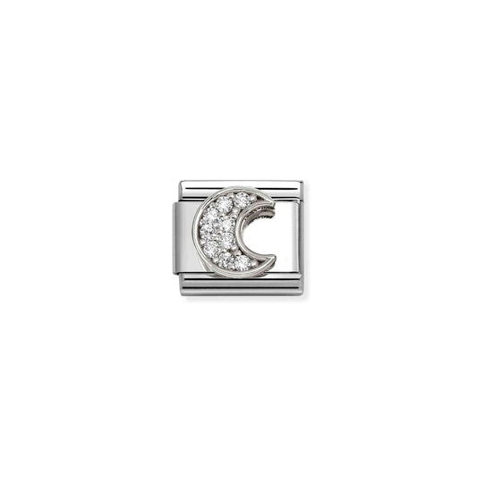 Composable CL SYMBOLS steel Cz and 925 sterling silver RICH WHITE Moon