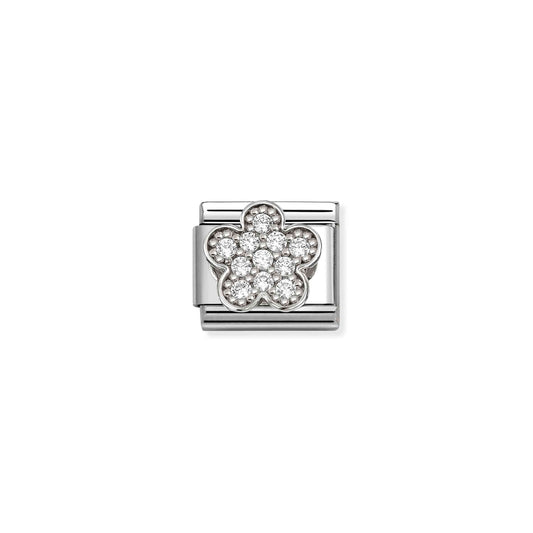 Composable SYMBOLS steel Cz and 925 sterling silver RICH WHITE Flower