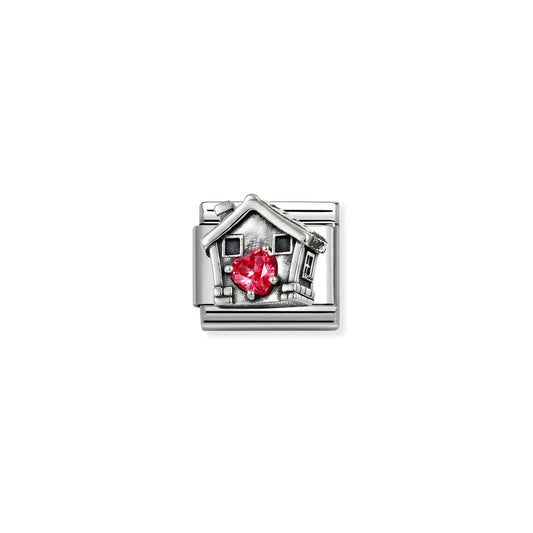 Composable CL OXIDIZED SYMBOLS in steel and Cubic zirconia and silver House