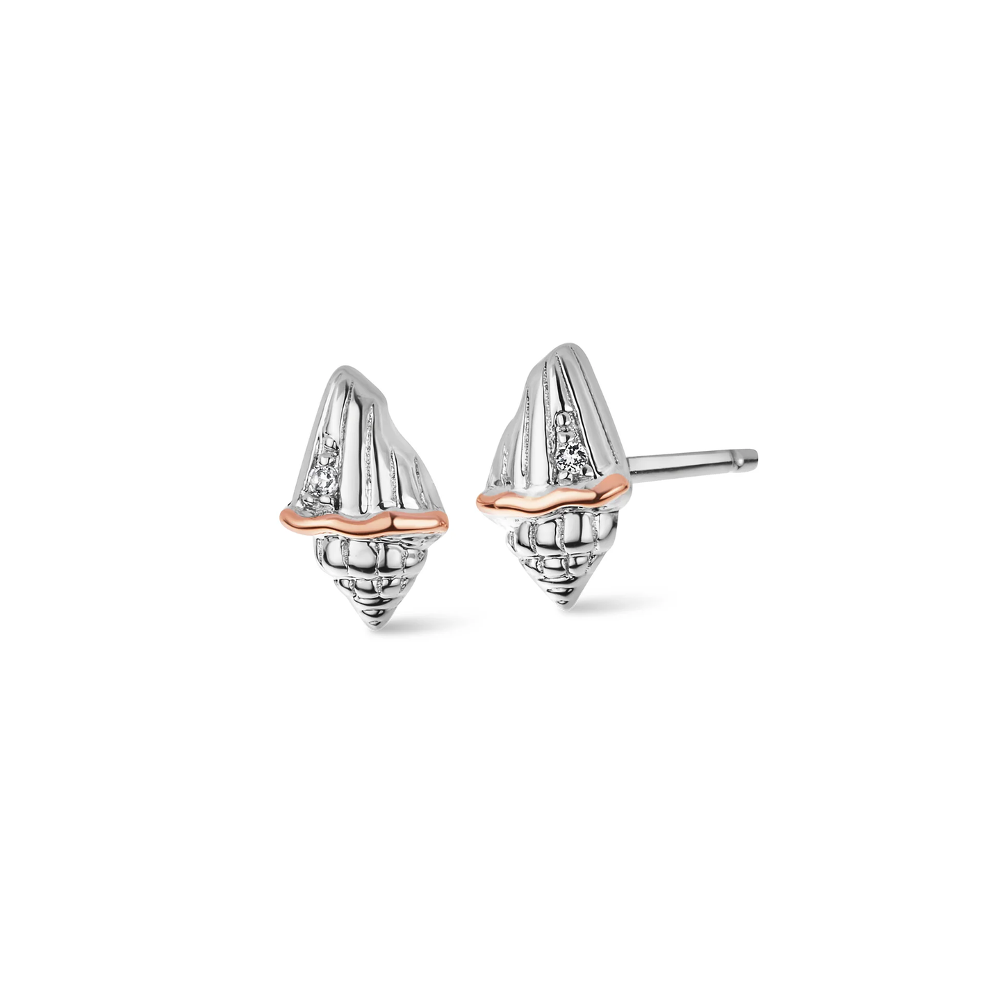 Nature's Wonder Sterling Silver Seashell Stud Earrings with Topaz