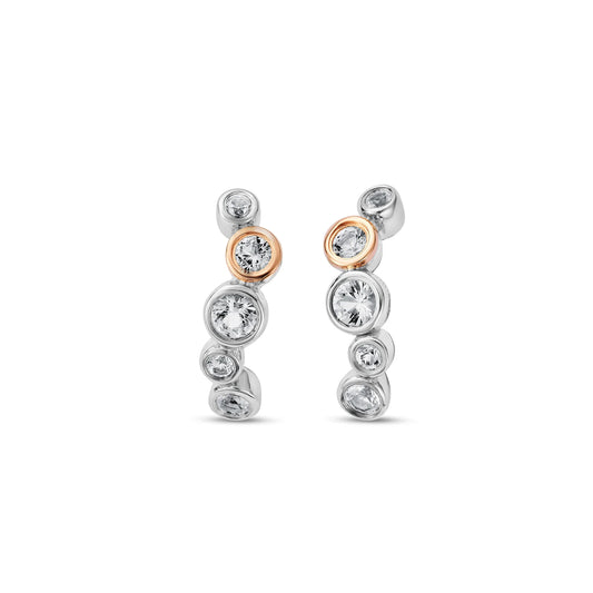 Celebration Sterling Silver Curved Stud Earrings with Topaz