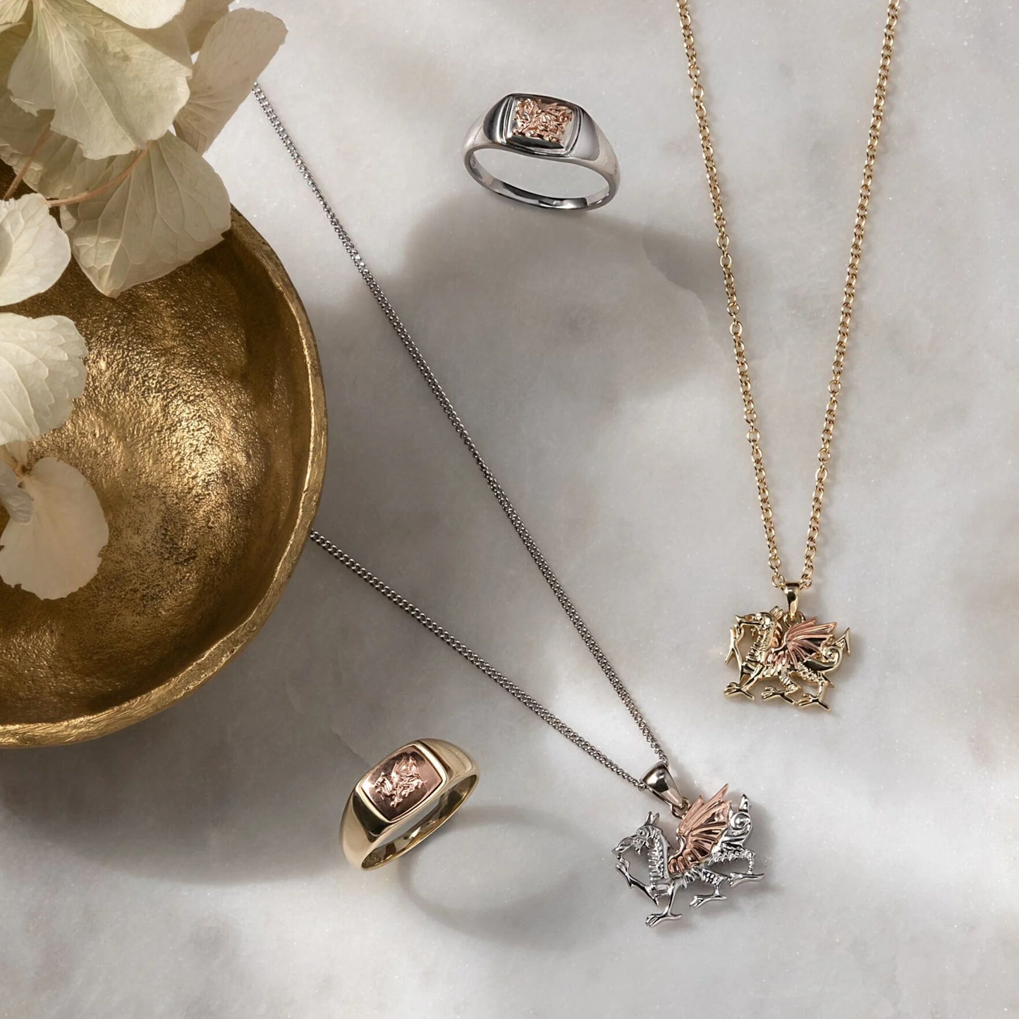 Royal Clogau Sterling Silver Welsh Dragon Signet Ring