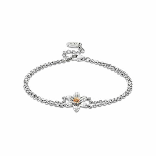 Nature's Wonder Sterling Silver Daffodil Double-Chain Bracelet