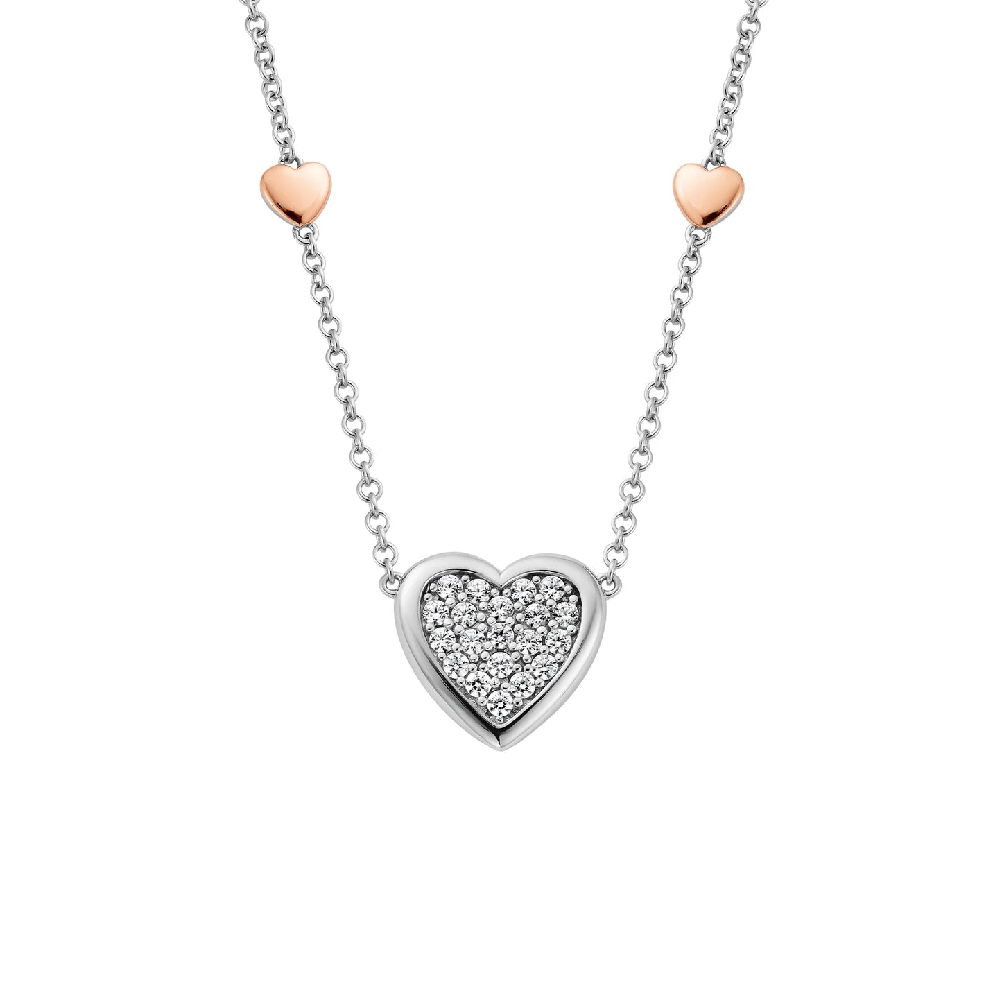 Forever Yours Sterling Silver Love Heart Necklace with Swarovski Zirco