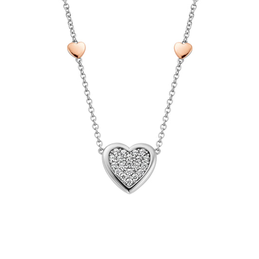 Forever Yours Sterling Silver Love Heart Necklace with Swarovski Zirco