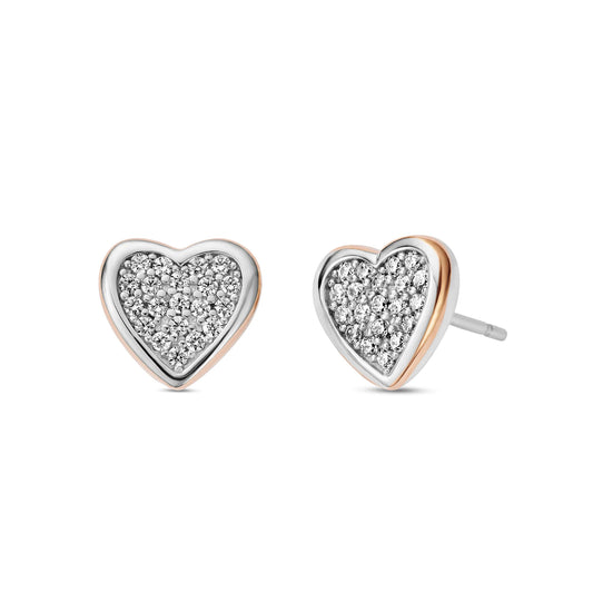 Forever Yours Sterling Silver Love Heart Earrings with Swarovski Zirco