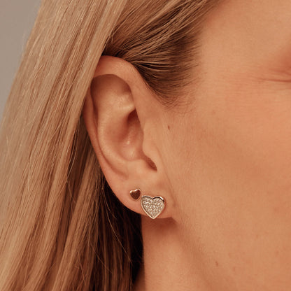 Forever Yours Sterling Silver Love Heart Earrings with Swarovski Zirco