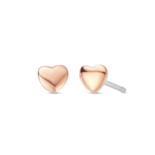 Forever Yours Sterling Silver & 9ct Rose Gold Love Heart Stud Earrings
