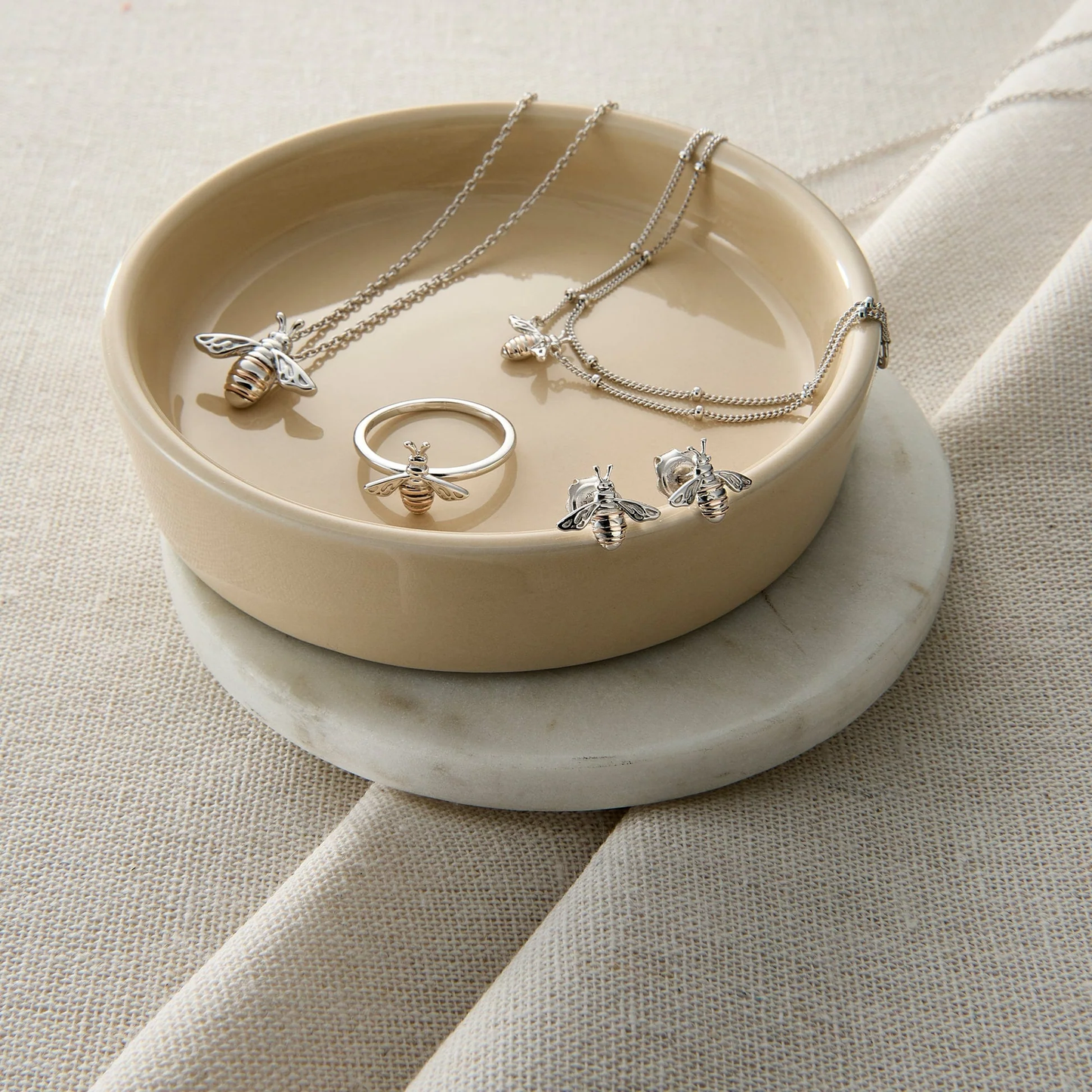 Nature's Wonder Sterling Silver Honey Bee Double-Chain Bracelet