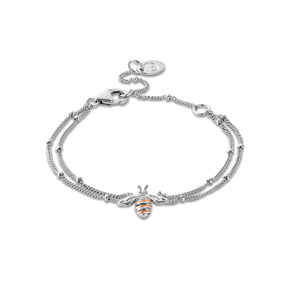 Nature's Wonder Sterling Silver Honey Bee Double-Chain Bracelet