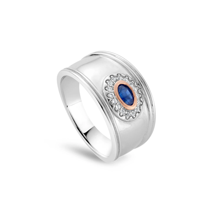 Royal Clogau Sterling Silver Diana Ring with Sapphire & Topaz