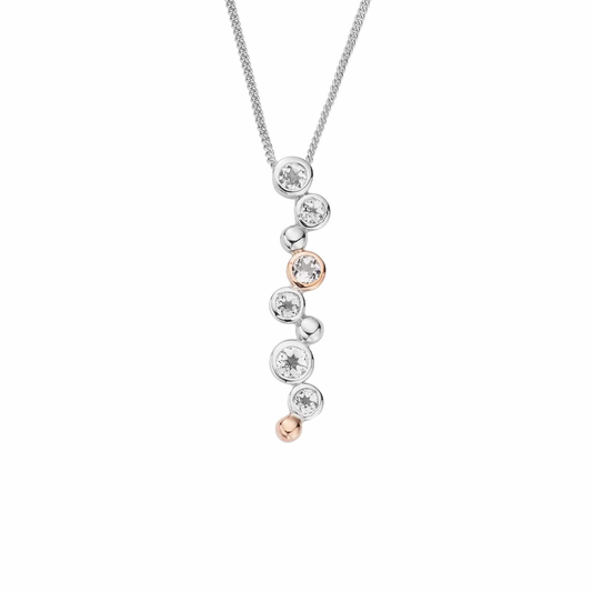 Clogau Celebration Sterling Silver Drop Pendant with Topaz