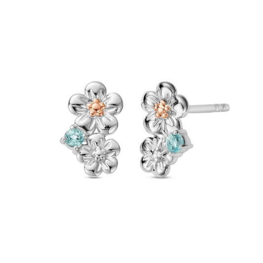 Nature's Wonder Sterling Silver Forget-Me-Not Cluster Stud Earrings