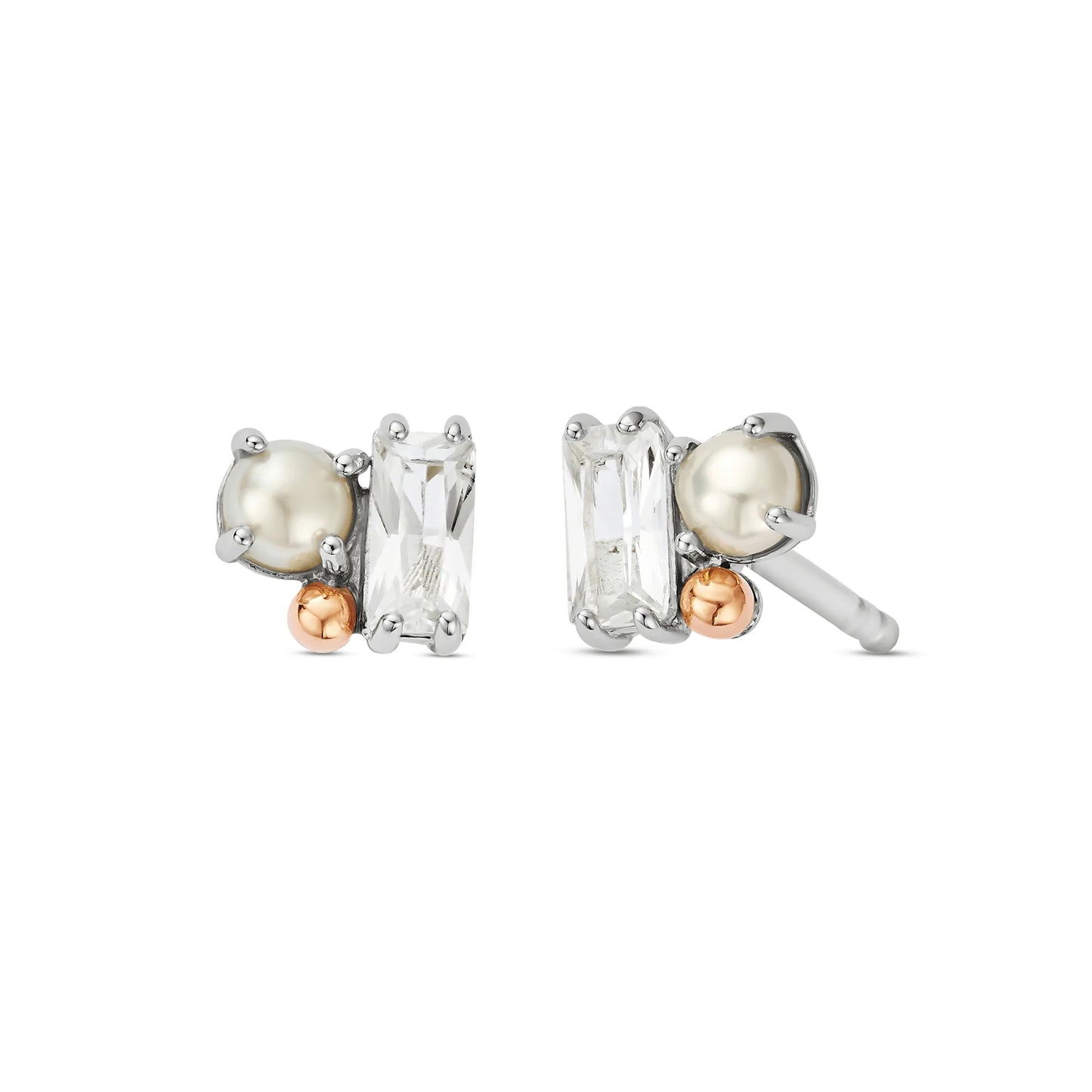 Nature's Wonder Sterling Silver Beachcomber Cluster Stud Earrings