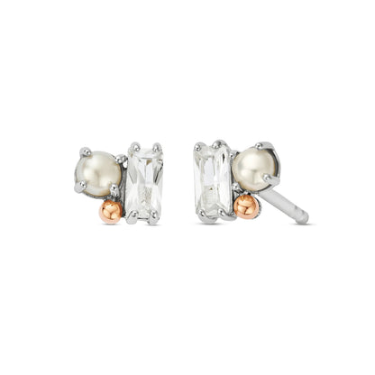Nature's Wonder Sterling Silver Beachcomber Cluster Stud Earrings